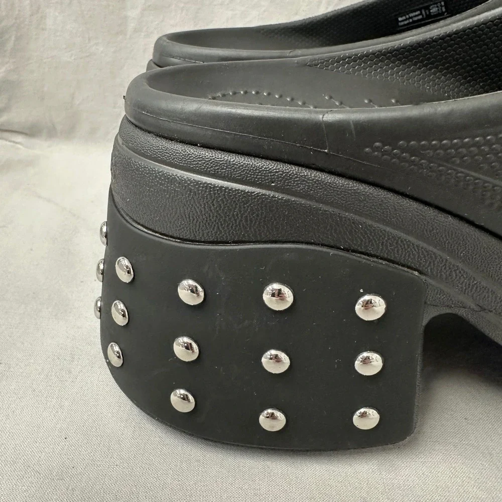 Crocs Siren Studded Platform‎ Clog Mule Black Mens Size 11 Goth Bratz